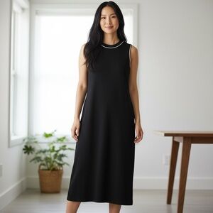 Black w/ white Stripe Crewneck Sleeveless Sweater Maxi Dress‎ XL